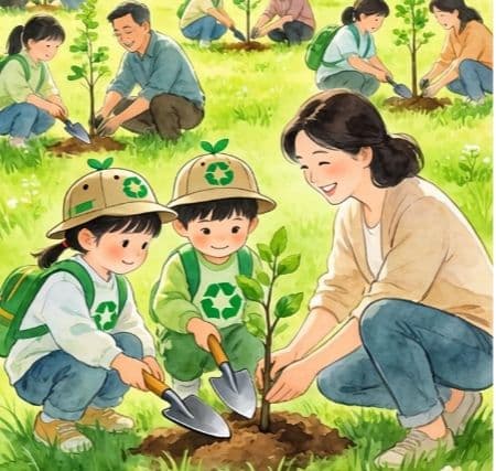 安庆小记者亲子植树公益活动举行  同植一棵树共享一片绿